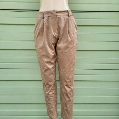 NEW Zara WOMAN BEIGE Faux Suede High  Pants TROUSERS Small 8372/246 1352y